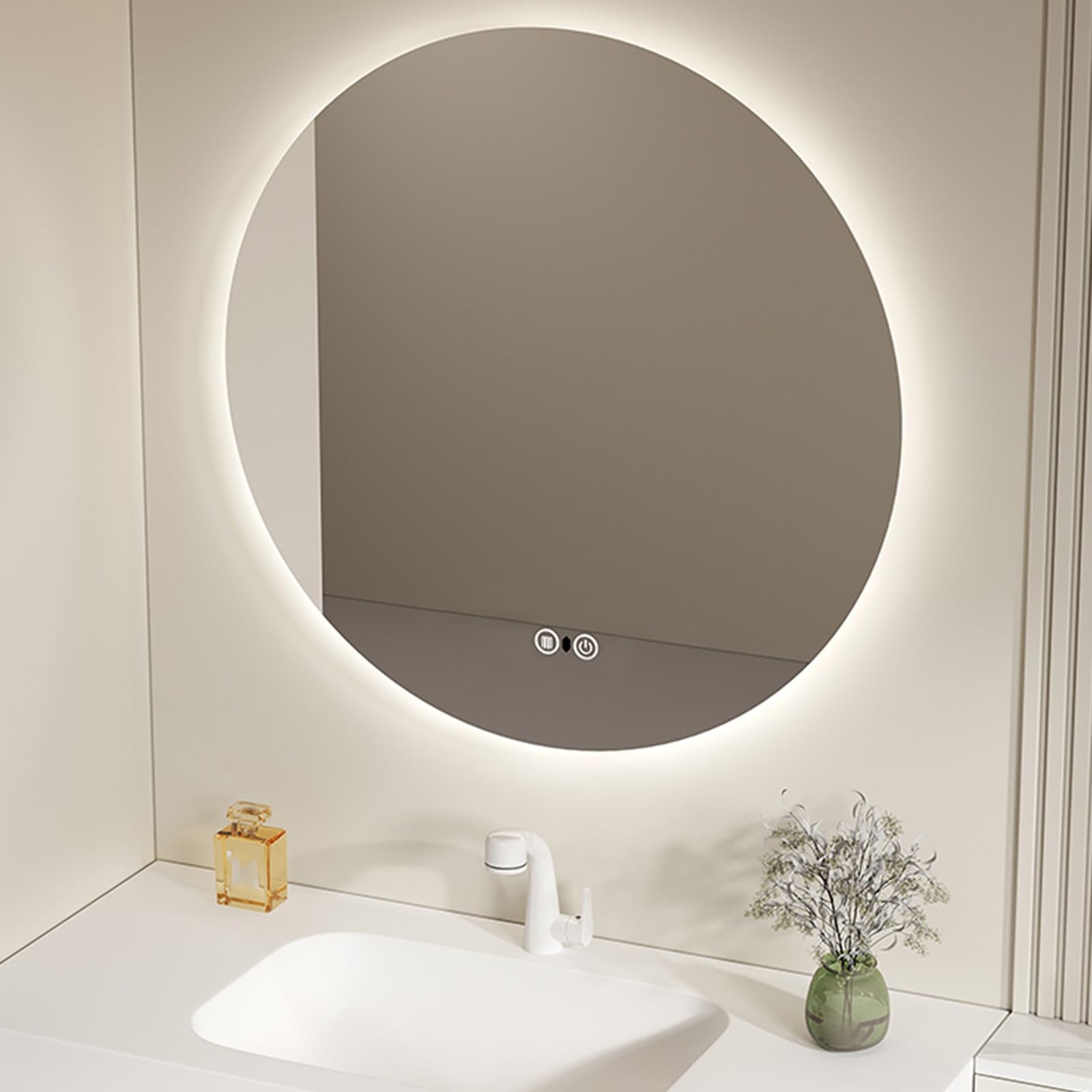 Amazon.co.jp: 壁掛け鏡 おしゃれ 丸型 浴室鏡 洗面ミラー LED浴室